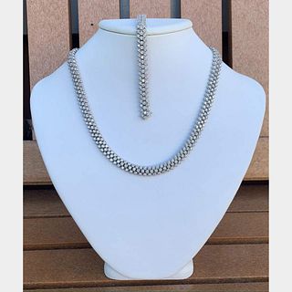 14k Necklace and Tennis Bracelet Diamond Set