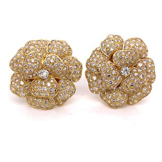 18k Diamond Flower Earrings