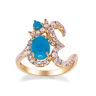 14KÂ  Turquoise Diamond Ring