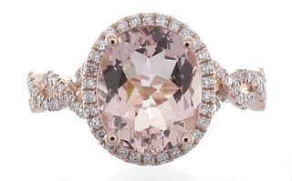 14k Morganite Diamond Ring