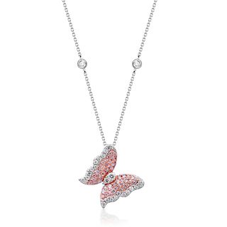 14k Pink Diamond Butterfly Pendant