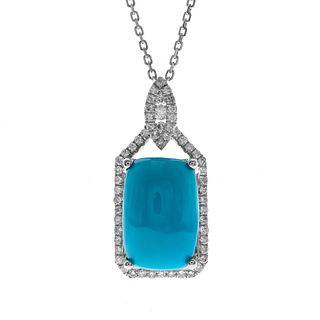 14k Turquoise Diamond Pendant