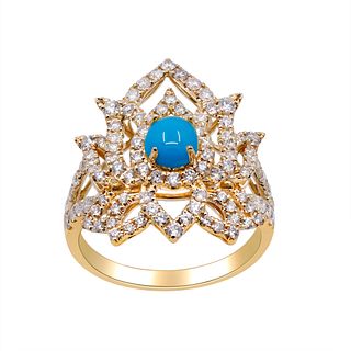 14k Diamond Turquoise Ring