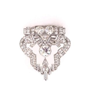 PlatinumÂ  Diamond Art Deco Pin