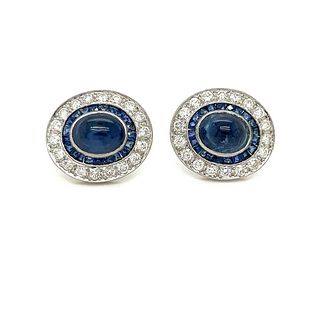 Platinum Sapphire Diamond Earrings