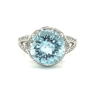 14k Aqua Diamond ring