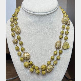 18K & 14K Yellow Gold Fancy Yellow Diamond Necklace