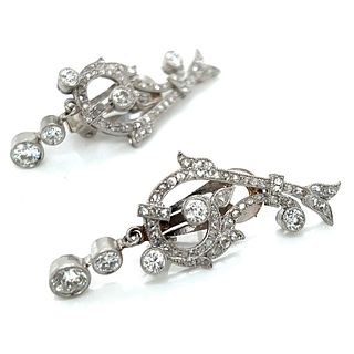 Art Deco Platinum 3.70 Ct. Diamond Earrings