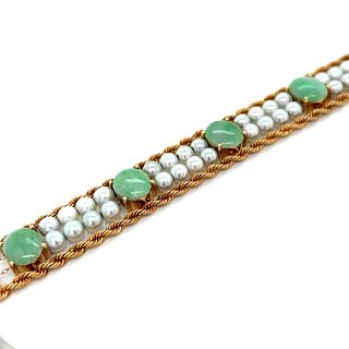 14K Jade & Pearl Bracelet