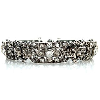 Victorian Silver 6.50 Ct. Diamond Bracelet