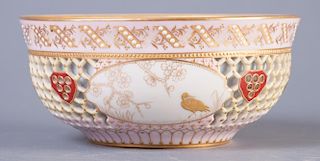 Royal Worcester "Caged" Porcelain Bowl