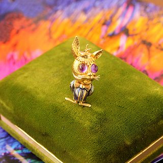 Vintage Bunny Rabbit Pin with Enamel by Dan Frere,