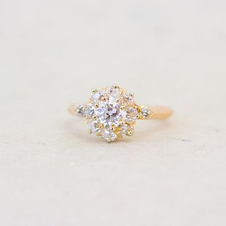 Old Mine Cushion Cluster Engagement Ring