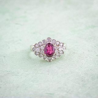 Vintage Purple Sapphire & Diamond Engagement Ring
