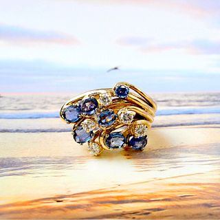 Sapphire & Diamond Spray Ring