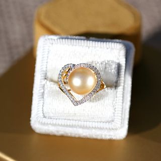 South Sea Pearl & Diamond Heart Shape Ring
