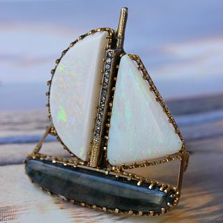 Victorian Opal Sailboat Pin