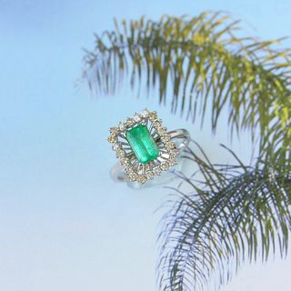 Vintage Emerald & Diamond Surround Ring