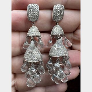 18K White Gold 4.00 Ct. Diamond Chandelier Earrings