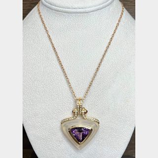 14K Amethyst & Diamond Necklace
