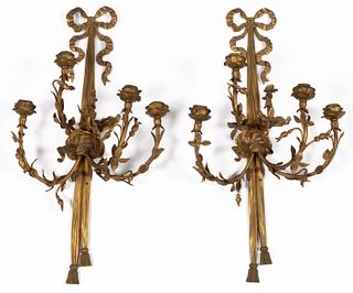 PAIR OF NEOCLASSICAL-STYLE GILT METAL WALL SCONCES