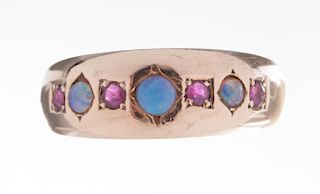 Opal and Ruby Ring 15K Gold