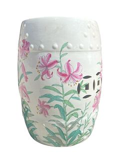 Chinese Floral Painted Garden Stool 