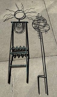 Post Modern Cast Iron Folk Art Yard Sculptures 