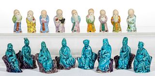 CHINESE HAND-PAINTED PORCELAIN FIGURES, LOT OF 17
