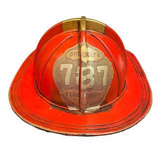 POPS CASEY Folk Art Brooklyn Firefighter Helmet 