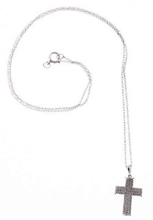 Sterling Silver & Diamond Cross Pendant Necklace