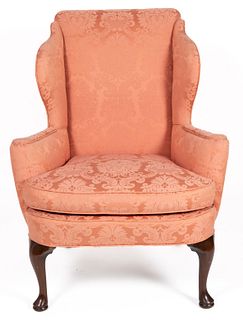CHIPPENDALE-STYLE MAHOGANY WINGBACK EASY CHAIR 