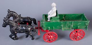 Stanley Toys Cast Iron Horse Drawn Farm Wagon