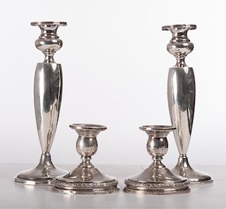 Sterling Silver Candlesticks, Two Pairs