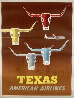 AMERICAN AIRLINES - TEXAS TRAVEL POSTER
