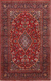 No Reserve - Vintage Silk And Wool Persian Kashan Rug 7 ft x 4 ft 4 in (2.13 m x 1.32 m)