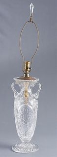 American Brilliant Period Cut Glass Vase Lamp