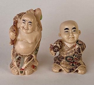 3 Chinese HandCcarved ResinFfigures