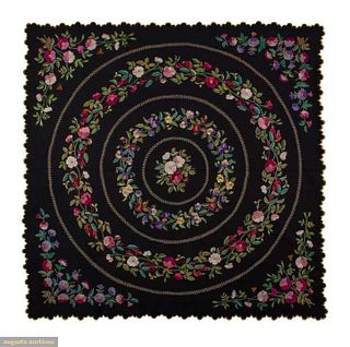 EXCEPTIONAL HAND EMBROIDERED PANEL, c. 1850