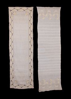 TWO FINELY EMBROIDERED HOUSEHOLD TEXTILES, 19TH C