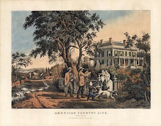 American Country Life "October" - Original Large Folio Currier & Ives Lithograph.