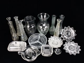 LARGE LOT OF GLASSWARE VASES DISHES