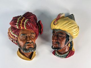 TWO BOSSONS ENGLAND CHALKWARE HEADS 1960