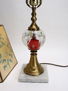 LAMP WITH MCM PAPERWEIGHT ART GLASS BASE