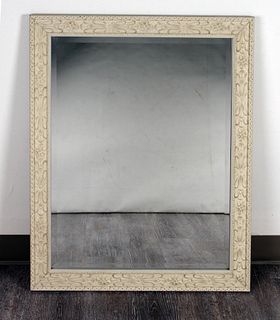 WHITE CARVED WOOD MIRROR