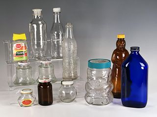 LOT OF VINTAGE GLASS PRODUCT ADVERTISING BOTTLES 