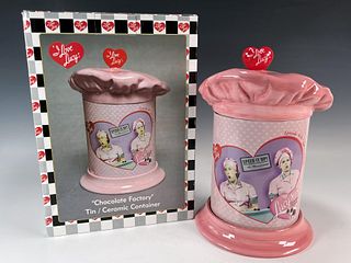 I LOVE LUCY CHOCOLATE FACTORY CERAMIC CONTAINER IN BOX