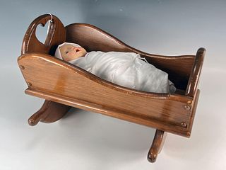 WOODEN CRADLE & BABY DOLL