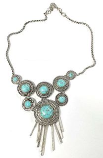 Shawnee Tribe Squash Blossom Turquoise Necklace