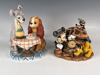TWO DISNEY FIGURINES MICKEY MOUSE LADY & THE TRAMP